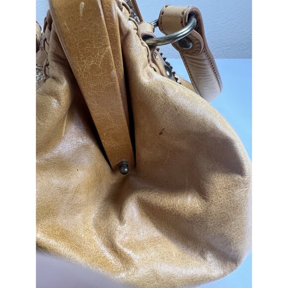 VTG Isabella Fiore Starry Safari Wanda Beaded Satchel Handbag Leather Canvas - Picture 13 of 13